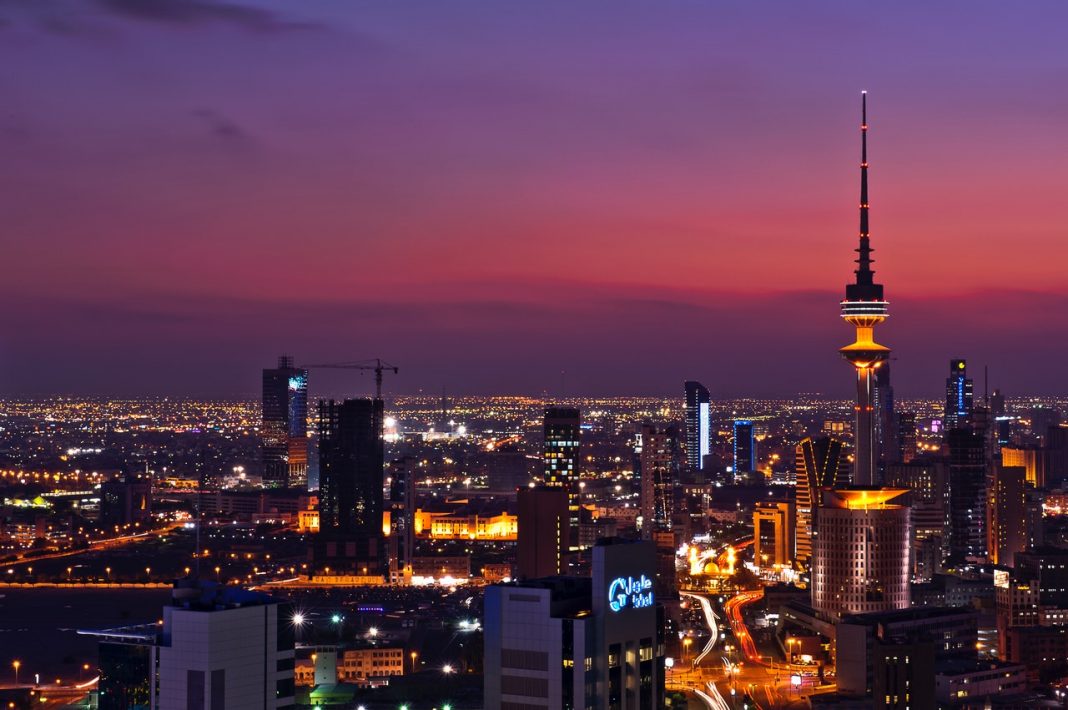 city skyline at dusk