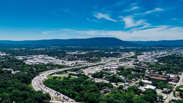 Aerial view of Chattanooga, TN, United States